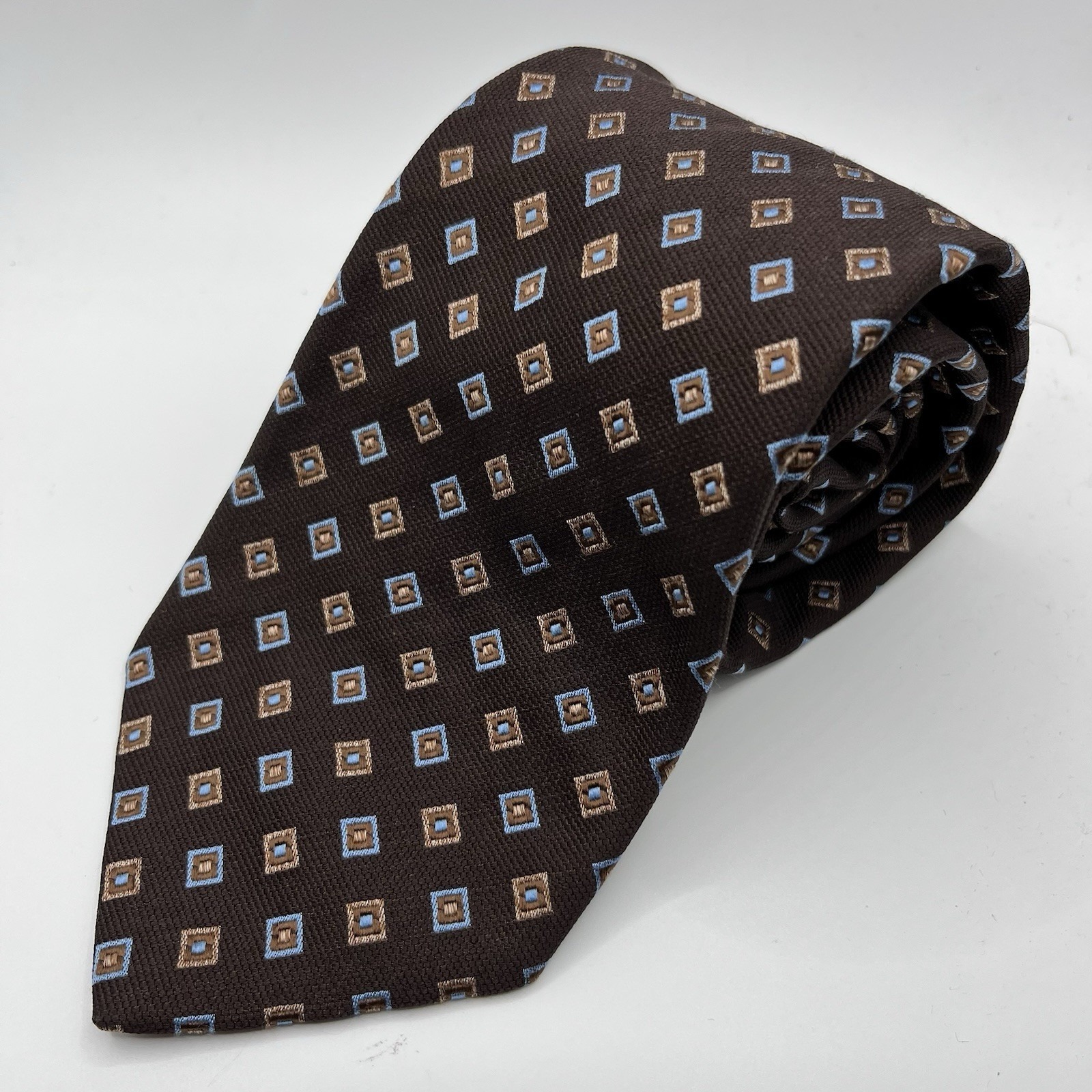 Brooks Brothers Brown Silk Neck Tie Geometric Usa